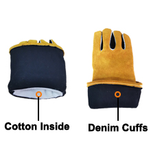 details - gold welder gloves with black palm reinforcement (1) details - gold welder gloves with black palm reinforcement (1)