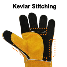 details - gold welder gloves with black palm reinforcement (2) details - gold welder gloves with black palm reinforcement (2)
