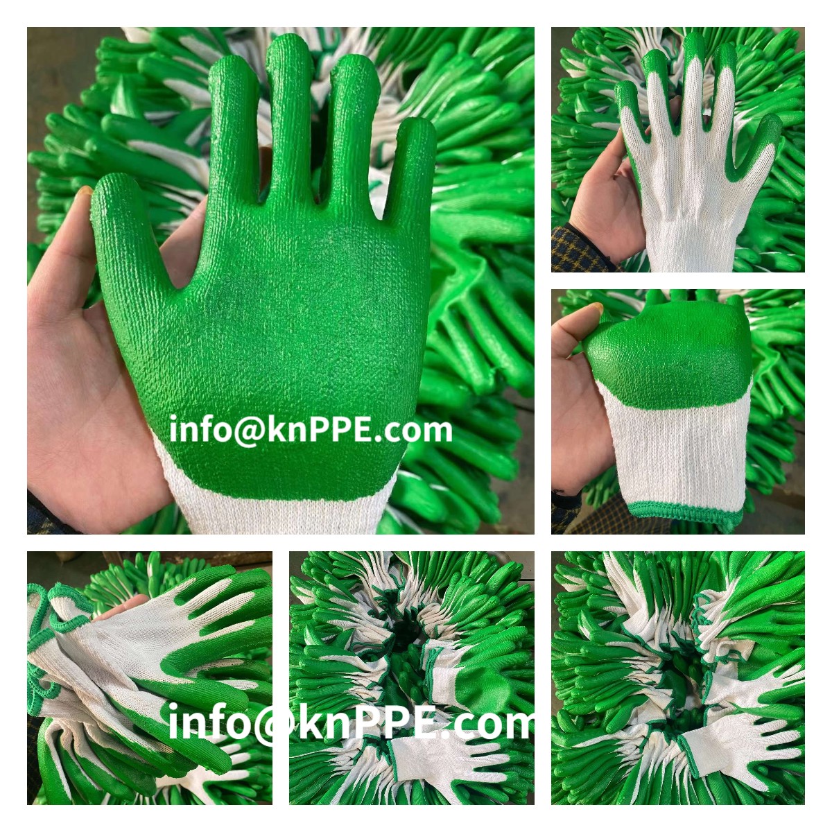 green latex coated gloves, smooth coating