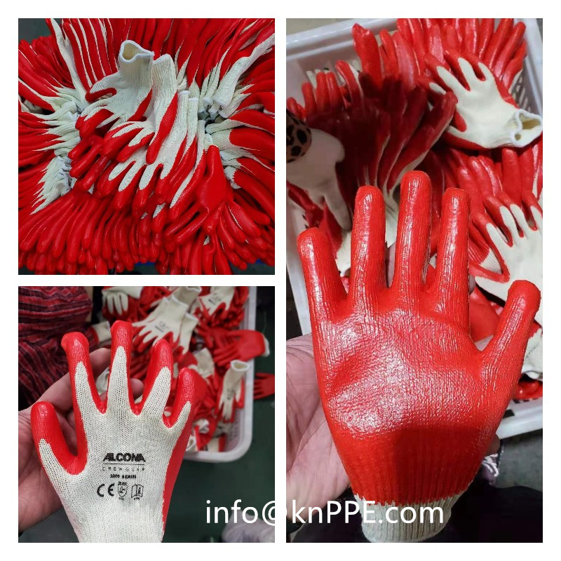 red latex coated gloves, smooth finishing_副本