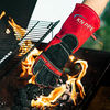 16 Inch Long Cuffing Red Welding Gloves with Palm Leather Reinforcement