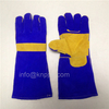 Sapphire Blue Cowhide Leather Gloves with Lining & Reinforcement on The Palm And The Thumb
