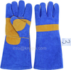 Sapphire Blue Cowhide Leather Gloves with Lining & Reinforcement on The Palm And The Thumb