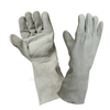 Gray Welder Gloves with No Lining, 14 Inch Raw White Cowhide Split Eather Gloves