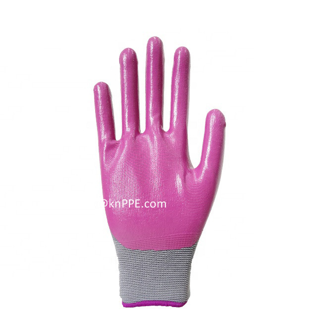 13 Gauge Palm Dipped Chemical And Oil-resistant Working Safety Nitrile Coated Hand Glove