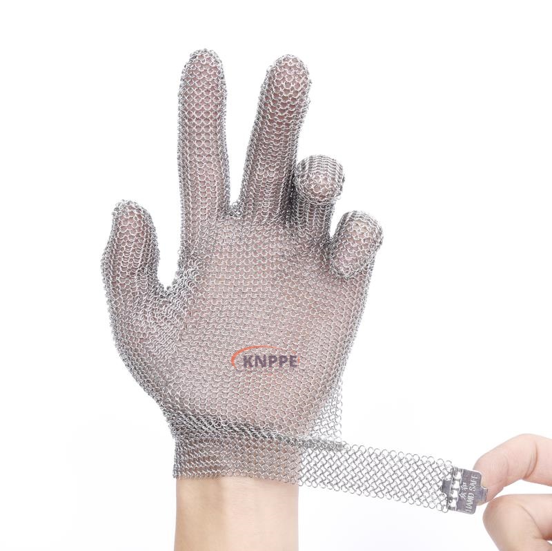 Metal Mesh Butcher Gloves-five Fingers, Full Hand Protection, 314L Steel Mesh Cut Resistant Work Gloves