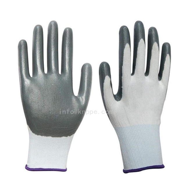 13g classic cheap white gray nitrile coated working gloves (8)
