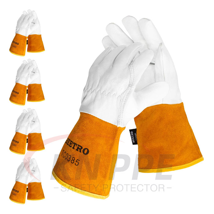 TIG welder gloves, 13 inch 14 inch leather working gloves, cow grain leather cowhide leather kevlar stitched flame resistant gloves (7)