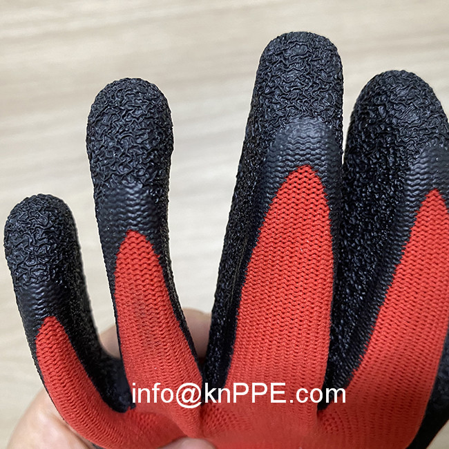 13 gauge red black latex palm coated gloves07