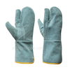 14-inch Blue Cowhide Leather Gloves with No Lining, U-shaped Reinforcement Around Thumb & Wrapped The Index Finger