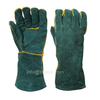 23 Inch Dark Green Sheepskin Leather Gloves with Lining, Elbow Length Welding Gloves