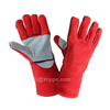 Red Cowhide Leather Gloves with Lining & Reinforcement on The Palm And Thumb Finger