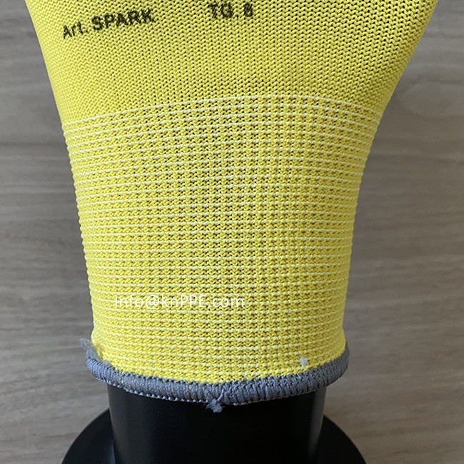 cheap nitrile coated working glove with yellow poly liner and black nitrile smooth anti-acid coating 04