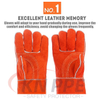 14 Inch 16 Inch Orange Genuine Cowhide Leather Welding Gloves, Cow Split Flame Resistant Safety Hand Gloves