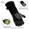 Black Welder Gloves with Partial Palm Reinforcement, Double-palmed Leather Welding Gloves, 16 Leather Welding Gloves