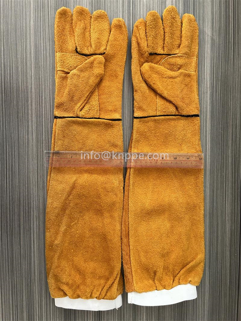 welder gloves with protective sleeves, cowsplit leather gloves with long cuffing, 24 inch welding gloves (5)