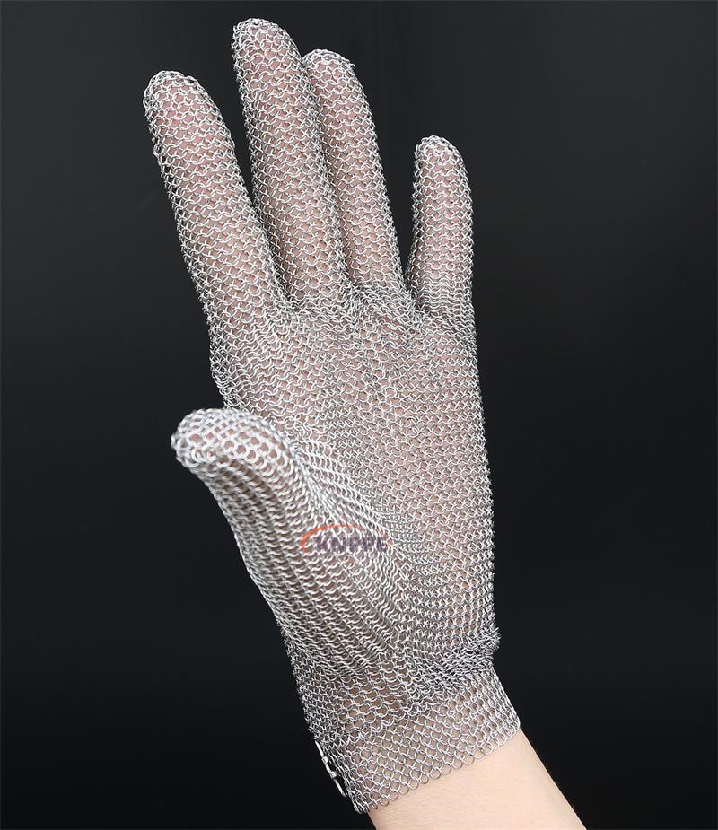 metal mesh gloves with metal claw strap， chainmail butcher Glove With metal Hook Strap (7)