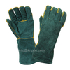 23 Inch Dark Green Sheepskin Leather Gloves with Lining, Elbow Length Welding Gloves