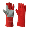 Red Cowhide Leather Gloves with Lining & Reinforcement on The Palm And Thumb Finger