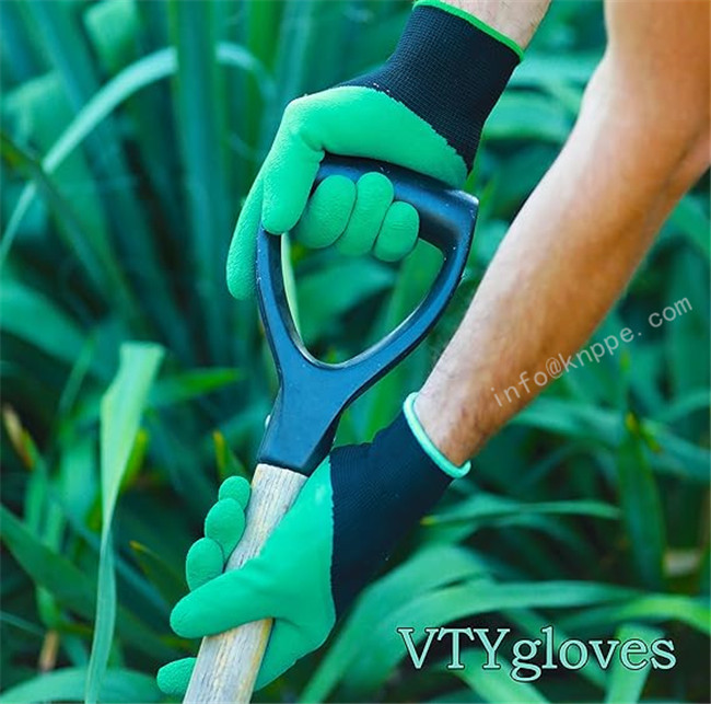 Garden working gloves, latex foam coated safety gloves with ABS claw 37