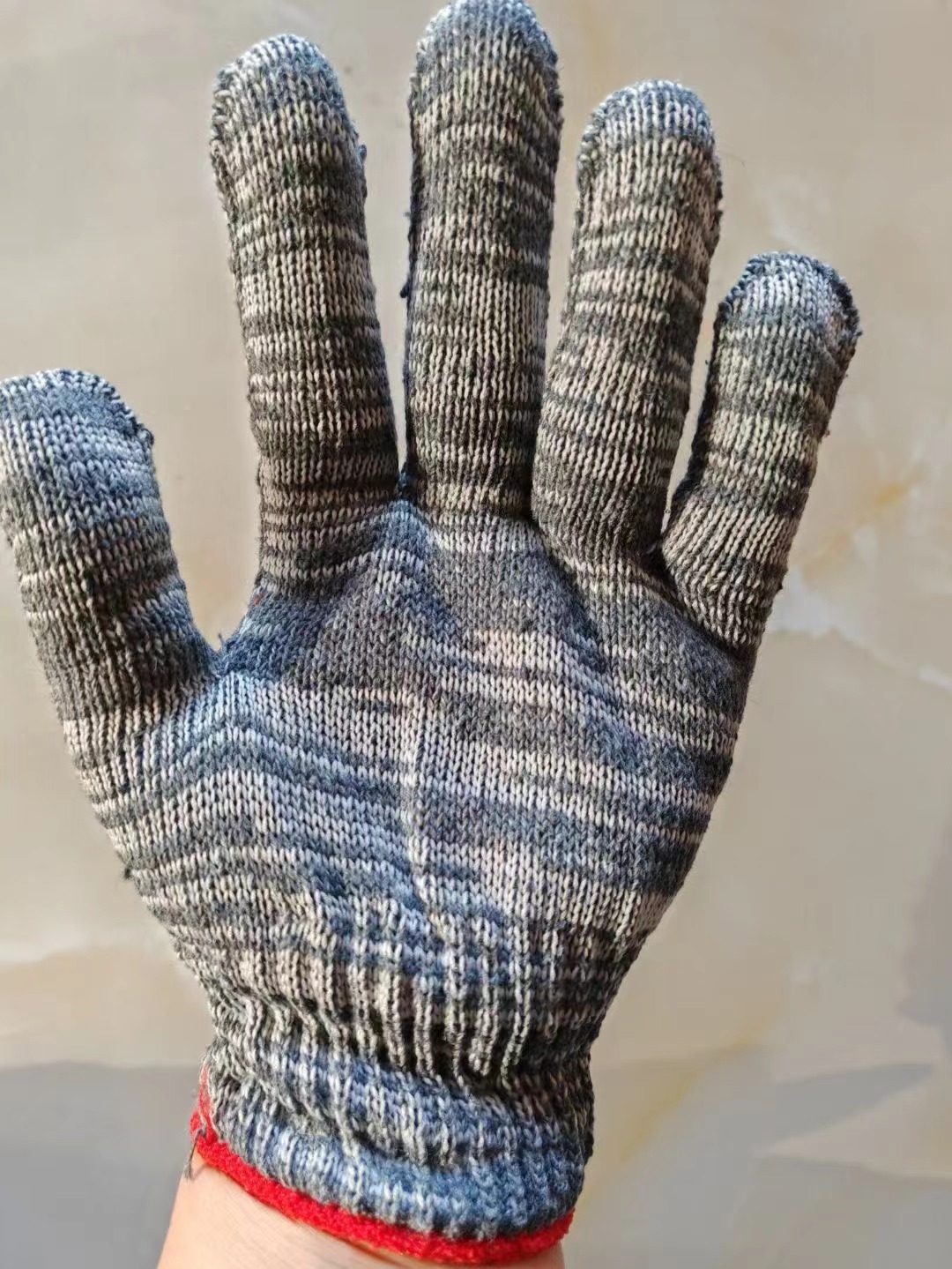 mix-colored knitted glove, gray white knitted gloves, cheap cotton working hand gloves (6)