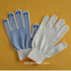 Raw White TC Liner Knitted Working Hand Glove with Single Side Blue Anti-slip PVC Dots 