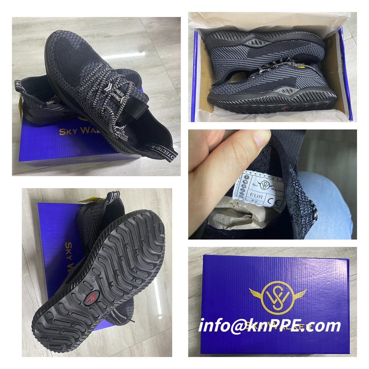 Breathable Flyknit Upper Light Weight Steel Toe, Anti-static And Anti-smash Hot Sale Safety Protection