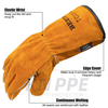 Gold Genuine Cowhide Leather Welding Gloves, Kevlar Stitched Spark Resistant Safety Gloves 14 Inch 16 Inch Flame Resistant Leather Gloves