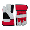 Short Welder Gloves with Palm And Fingers Reinforced, Double Palm Cow Split Leather Working Gloves