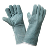 14 Inch Natural White Sheepskin Leather Gloves, Canvas-sleeve Gloves with No Lining