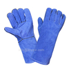 Sapphire Blue Cowhide Leather Gloves with Lining & Reinforcement at the Part of between the Thumb And the Index Finger