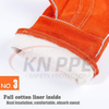 14 Inch 16 Inch Orange Genuine Cowhide Leather Welding Gloves, Cow Split Flame Resistant Safety Hand Gloves