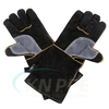 Black Welder Gloves with Partial Palm Reinforcement, Double-palmed Leather Welding Gloves, 16 Leather Welding Gloves