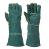 23 Inch Dark Green Sheepskin Leather Gloves with Lining, Elbow Length Welding Gloves