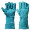 14 Inch Natural White Sheepskin Leather Gloves, Canvas-sleeve Gloves with No Lining