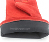 Red Cowhide Leather Gloves with Lining & Reinforcement on The Palm And Thumb Finger