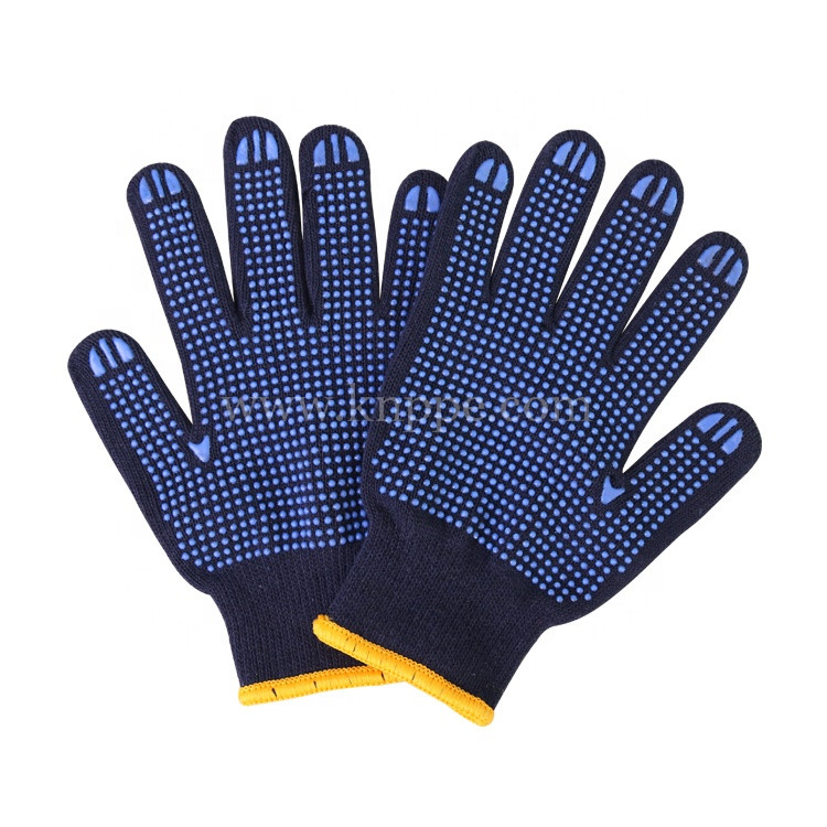 KN2101 Blue Double Side Dotted Gloves | Construction Working Gloves | Navy Blue Polka Dot Gloves