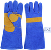 KN8186 Navy Blue Split Leahter Gloves with Lining & Reinforcement on The Plam And Thumb