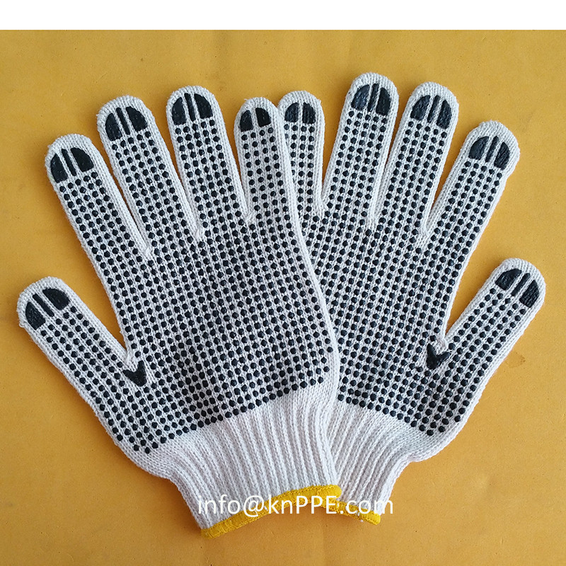 double-sided polka dotted hand working safety construction protective glove04