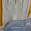 Raw White TC Liner Knitted Working Hand Glove with Single Side Blue Anti-slip PVC Dots 
