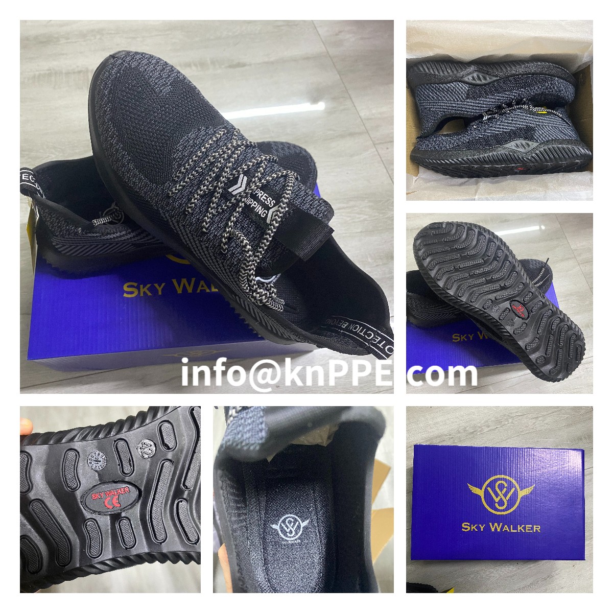 Flyknit upper breathable safety working shoes, anti static shoes, puncture resistant kevlar mid sole worker shoes