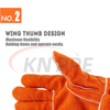 14 Inch 16 Inch Orange Genuine Cowhide Leather Welding Gloves, Cow Split Flame Resistant Safety Hand Gloves