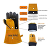 14 Inch 16 Inch Classic Gold Welder Gloves, Genuine Cow Leather Working Gloves with Black Palm Reinforcement