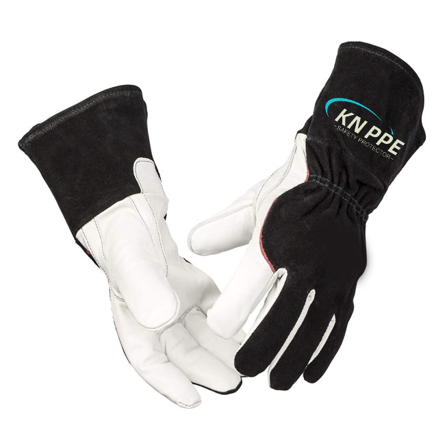 Professional MIG Welding Gloves | Comfort & Heat Resistance Leather Gloves, Black Cuffing TIG Welder Gloves