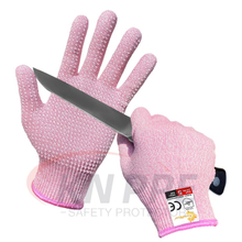 Cut Resistant Work Gloves with Grip Dots, Food Grade Level 5