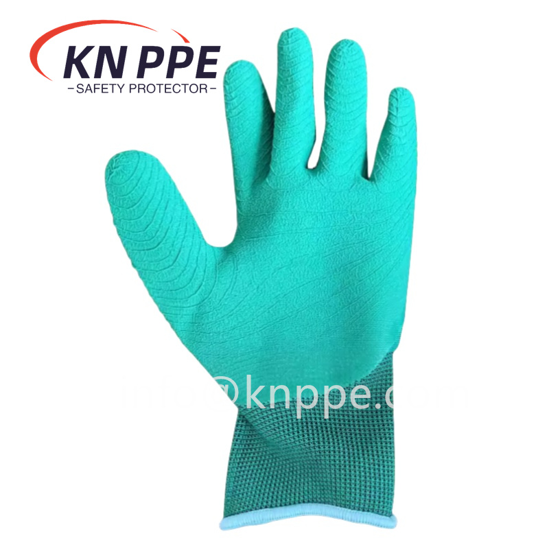 13g Half-hand Latex Coated Work Gloves, Wave Crinkle Latex Coated Gloves