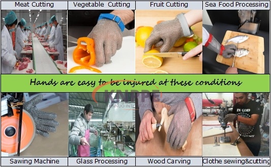 Stainless cut resistant gloves application