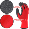 13 Gauge Nylon Latex Palm Coated Working Gloves with Crinkle-Finishing, Red Black Latex Coated Working Hand Gloves