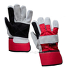 Short Welder Gloves with Palm And Fingers Reinforced, Double Palm Cow Split Leather Working Gloves