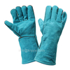 14 Inch Natural White Sheepskin Leather Gloves, Canvas-sleeve Gloves with No Lining